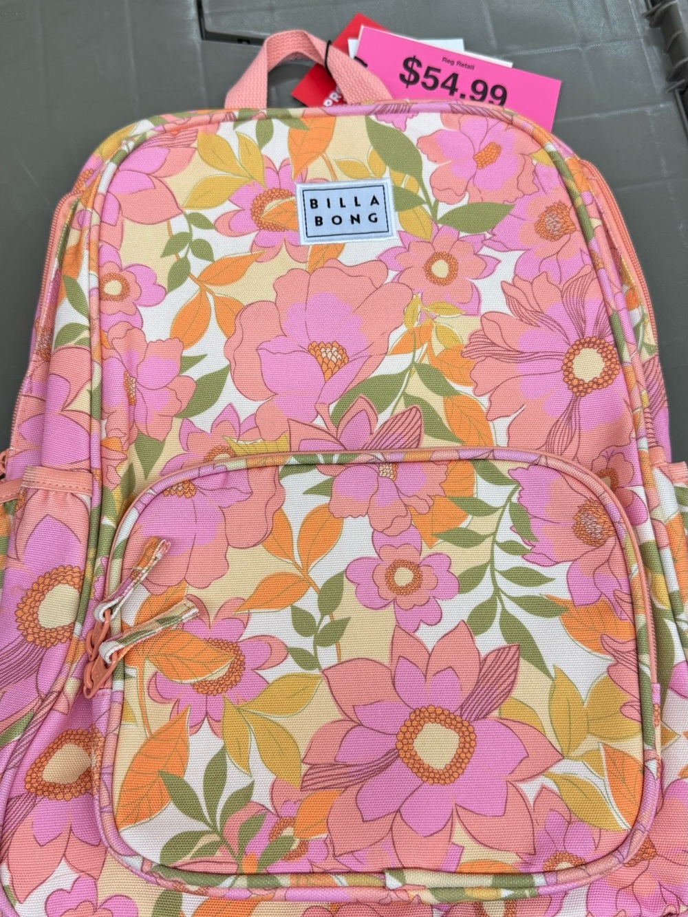 Billabong Peach & Pink Floral Backpack